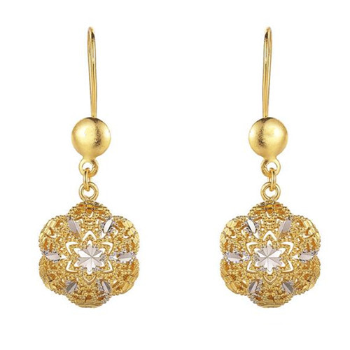 Wholesale gold plated luxury jewelry long drop flower earrings for women in 925 sterling silver 
